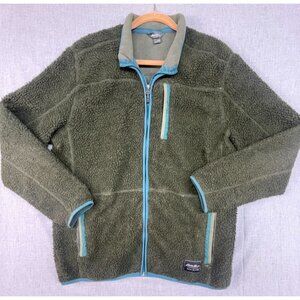 Eddie Bauer Men's Green Sherpa High-Pile Full Zip Outdoor Polyester Jacket Large